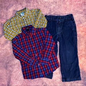 ✮ 3/$15 3-Piece Plaid Button Up Tops & Corduroys